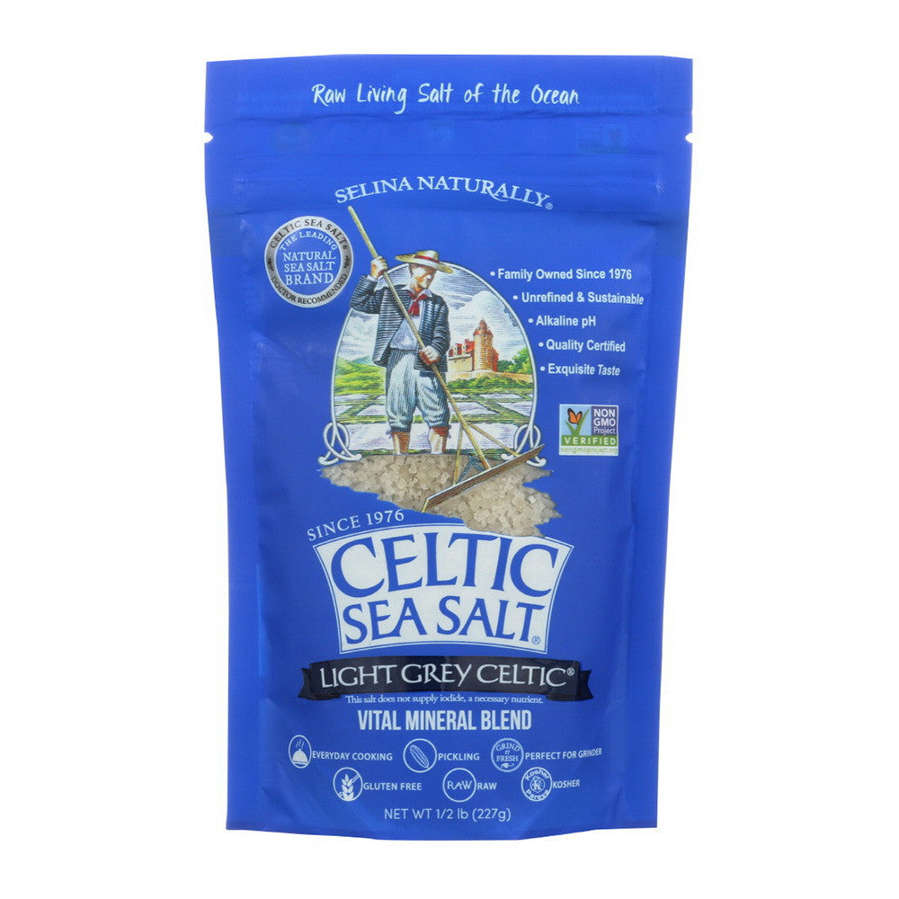 Selina Naturally Celtic Sea Salt Light Grey Pouch, 8 Oz